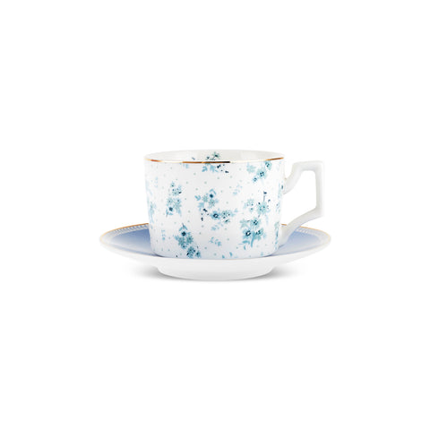 Karaca Jardin Bone-China Teetassen- und Untertassen-Set, 4-teilig, für