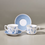 Karaca Jardin 2 Kişilik 4 Parça Bone China Çay Fincanı ve Tabak Seti, 230 ml, Mavi