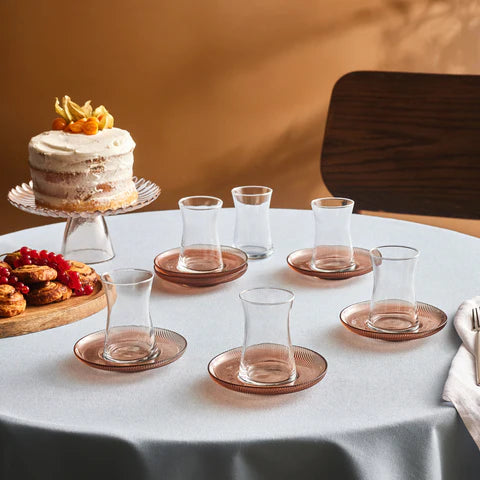 Karaca Juliet Mocha Mousse 12-teiliges Teegläser-Set für 6 Personen, 1