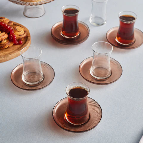 Karaca Juliet Mocha Mousse 6 Kişilik 12 Parça Çay Bardağı Seti, 170 ml