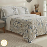 Karaca Lemy Doppel Bettwäscheset 100% Baumwoll-Satin Blau 200x220 Cm