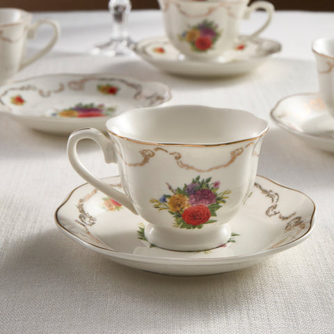 Karaca Antique 4-Piece Bone China Tea Cup Set for 2 People, 200ML