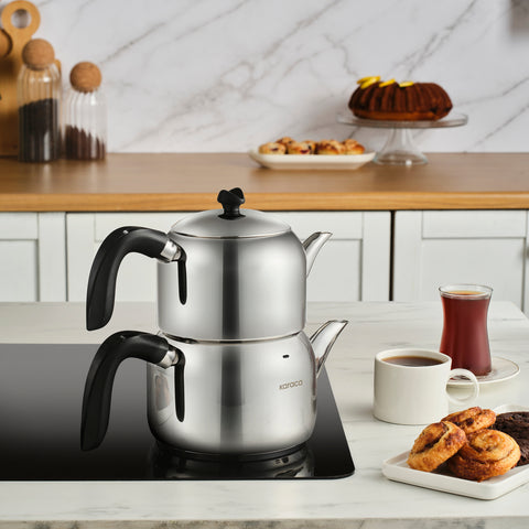 Karaca Laris Midi Induction Teapot Set, Black