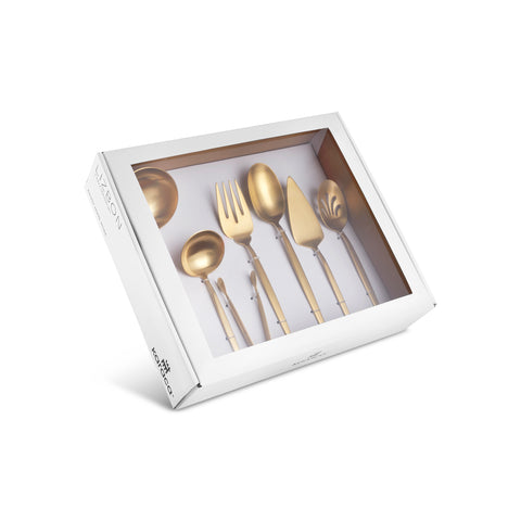 Karaca Lizbon Boxed 7-Piece Serving Set, Gold