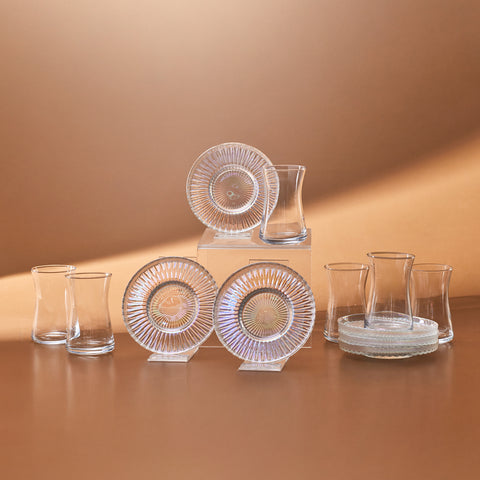 Karaca Lily 12-teiliges Türkisches Teeset für 6 Personen, 170 ml, Luster