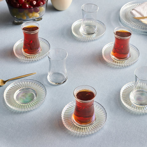 Karaca Lily 12-teiliges Türkisches Teeset für 6 Personen, 170 ml, Luster