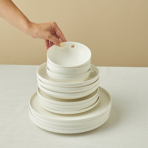 Karaca Stream Bone Merope Gold 53-Piece Dinnerware Set for 12 People