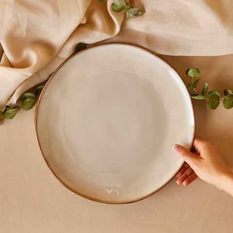 Karaca Aria Reactive Glaze Pizzateller, 32 cm, Beige