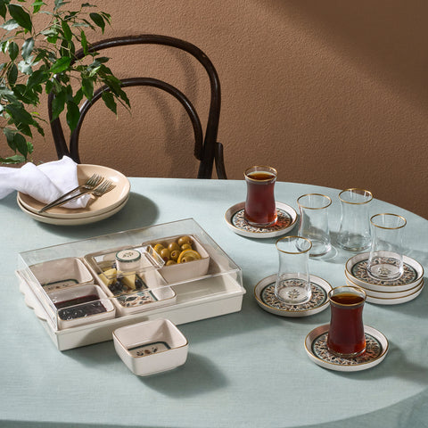 Karaca Clara 7-teiliges Keramik-Frühstücksset, Mehrfarbig