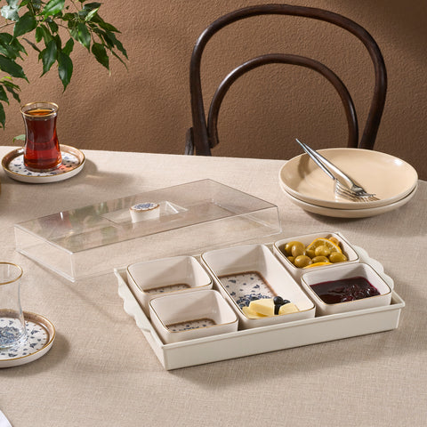 Karaca Elena 7-teiliges Keramik-Frühstücksset, Mehrfarbig