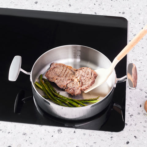 Karaca 3 Ply Rimova Glass Lid 8 Piece Cookware Set