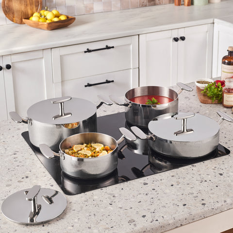 Karaca 3 Ply Rimova Flat Lid 8 Piece Cookware Set