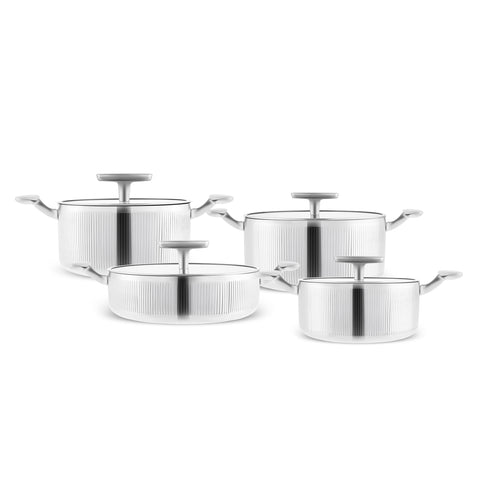 Karaca 3 Ply Rimova Glass Lid 8 Piece Cookware Set