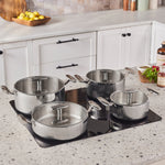 Karaca 3 Ply Rimova Glass Lid 8 Piece Cookware Set