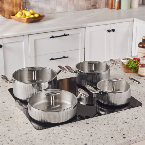 Karaca 3 Ply Rimova Glass Lid 8 Piece Cookware Set
