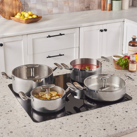 Karaca 3 Ply Rimova Glass Lid 8 Piece Cookware Set