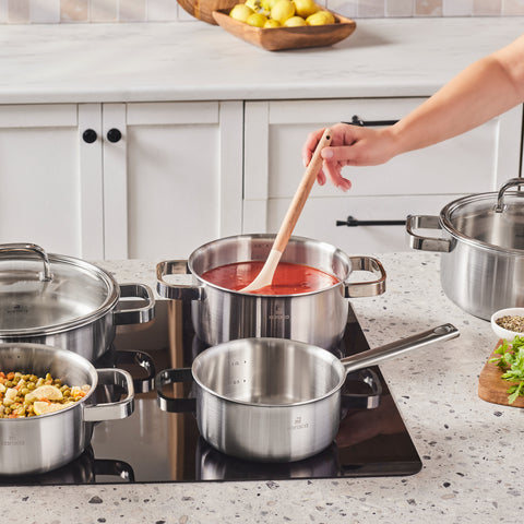 Karaca 3 Ply Rimova Glass Lid 8 Piece Cookware Set