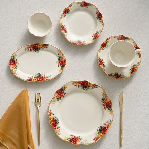 Karaca Forever Bone Amarose 26-teiliges Frühstücksset