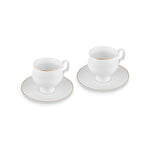 Karaca Malta Bone-China Teetassen-Set mit Untertassen, 4-teilig, für 2 Personen, 210 ml, Gold-Weiß.