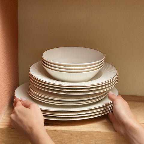 Karaca Stream Bone Massimo 24 Teiliges Gold Essgeschirr Set