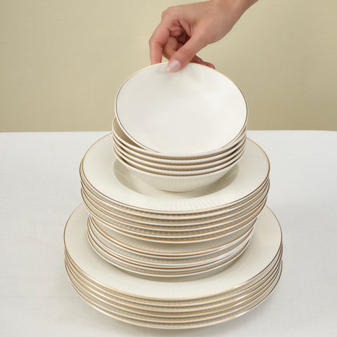 Karaca Stream Bone Massimo 24 Teiliges Gold Essgeschirr Set