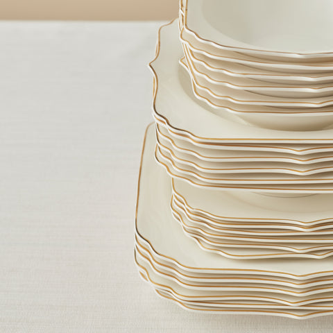 Karaca Stream Bone Vintage 24 Parça, 6 Kişilik Yemek Takımı, Gold