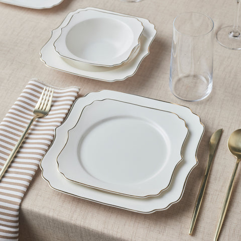 Karaca Stream Bone Vintage 24-teiliges Essgeschirr-Set für 6 Personen, Gold