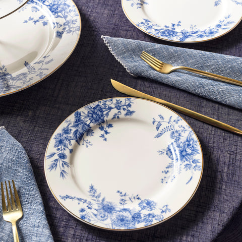 Karaca Delft 8-teiliges Bone-China Servierset für 6 Personen, Blau