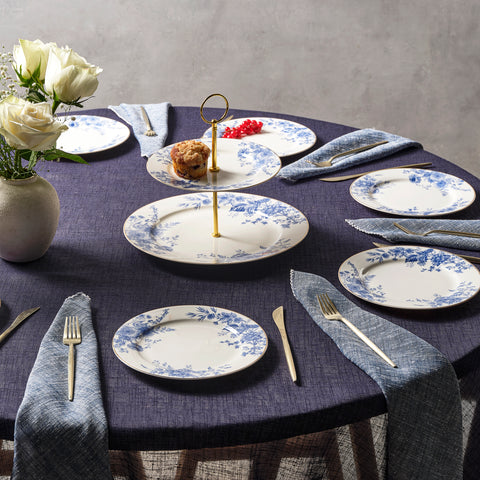 Karaca Delft 8-teiliges Bone-China Servierset für 6 Personen, Blau