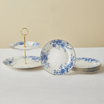 Karaca Delft 8-teiliges Bone-China Servierset für 6 Personen, Blau