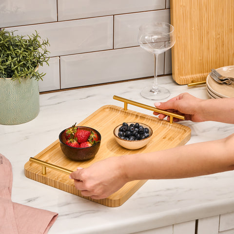 Karaca Duotroy Bambus Schneidebrett Tablett, Farblos
