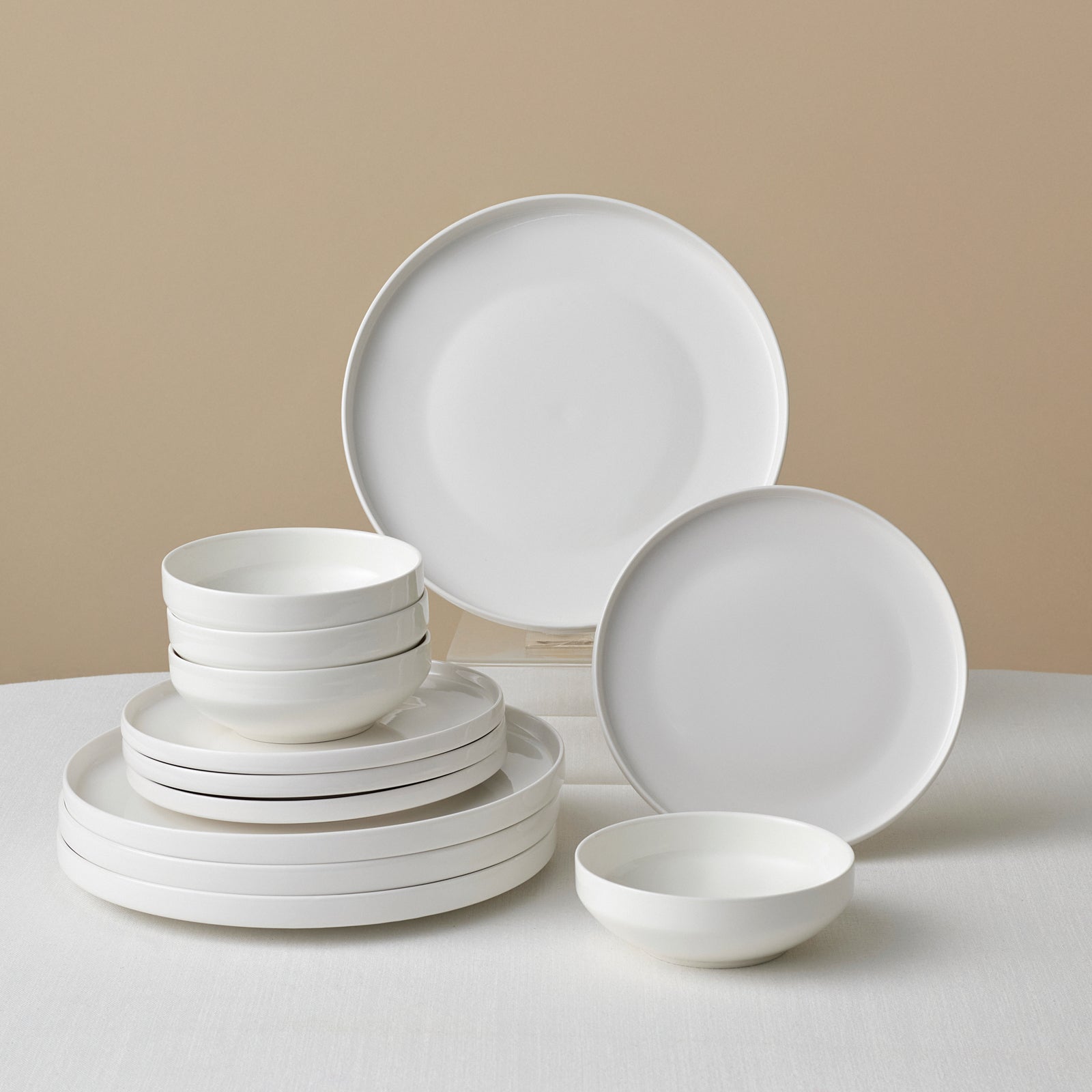 Karaca Stream Bone China Saturn 12-Piece Dinner Set for 4 People, Whit