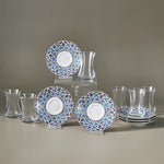 Karaca Emirgan 12-Piece Bone China Turkish Tea Set for 6 People, 130ml, Multi