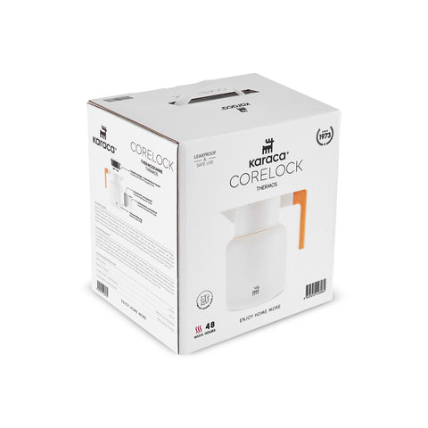 Karaca Corelock Isolierflasche aus Edelstahl, 1,6 l, Creme