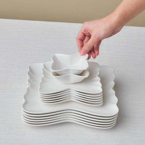 Karaca Stream Bone China Pieris 6 Kişilik 34 Parça Servis Seti, Beyaz