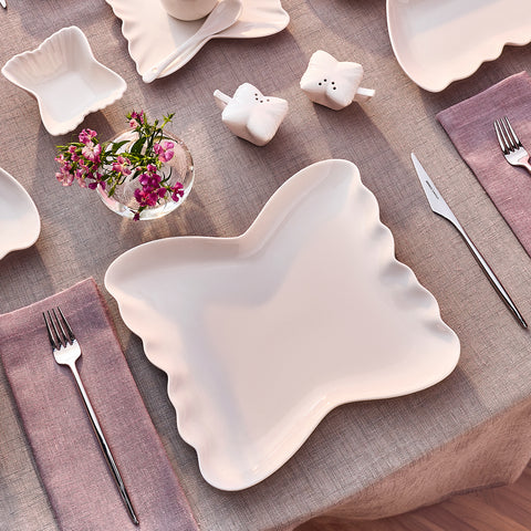 Karaca Stream Bone China Pieris 6 Kişilik 34 Parça Servis Seti, Beyaz