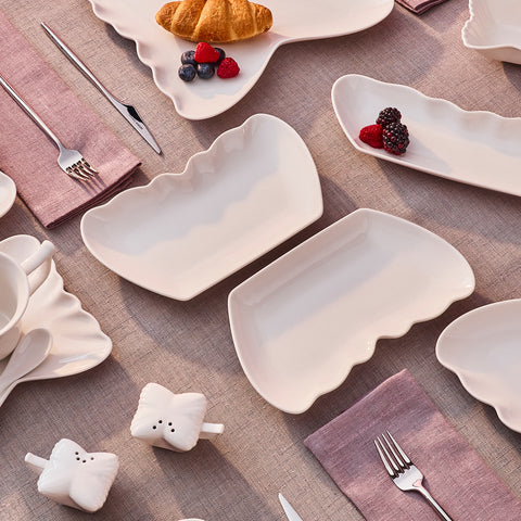 Karaca Stream Bone China Pieris 6 Kişilik 34 Parça Servis Seti, Beyaz