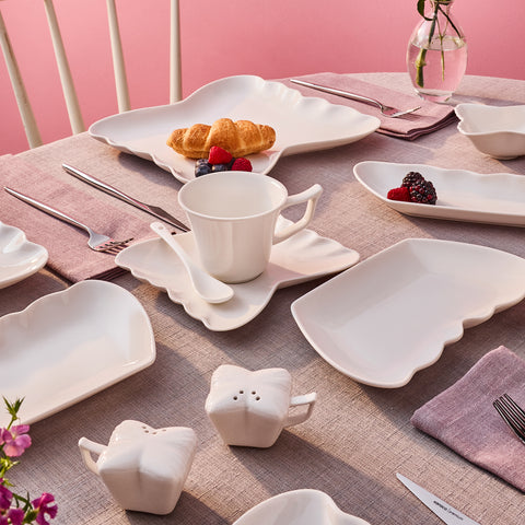 Karaca Stream Bone China Pieris 6 Kişilik 34 Parça Servis Seti, Beyaz