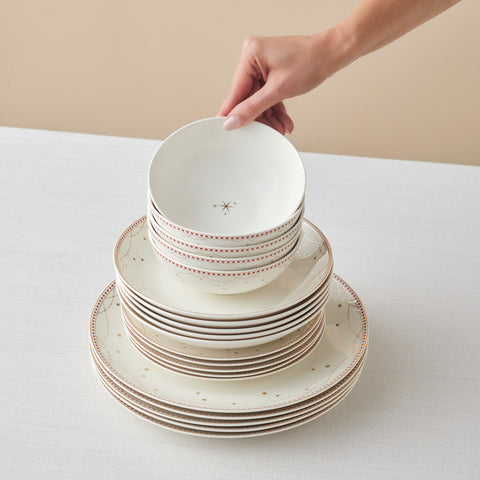 Karaca New Year Yılbaşı Elegance Bone Festival 24 Parça 6 Kişilik Yemek Takımı