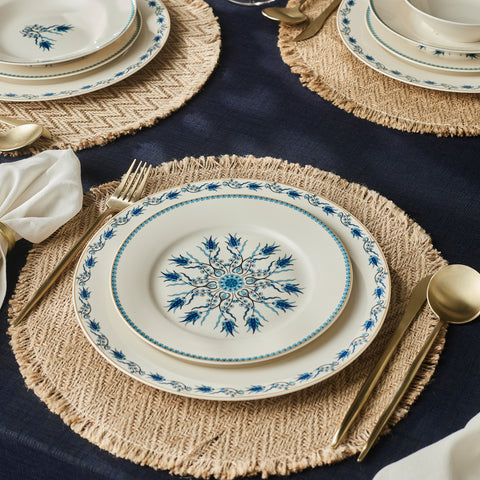 Karaca Forever Bone China Iznik 24-Piece Dinner Set for 6 People, Multi