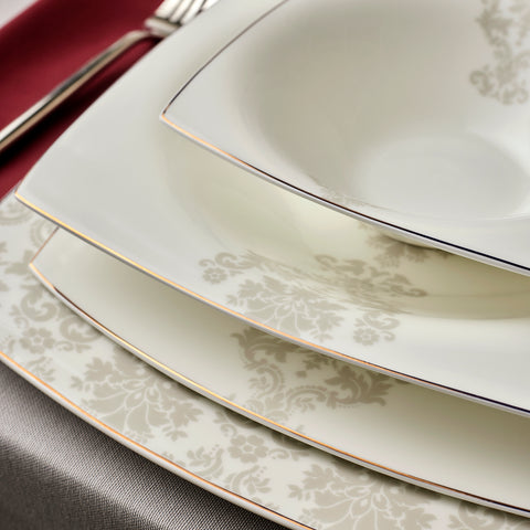 Karaca Fine Pearl Paris 58-Piece Dinner Set for 12 People