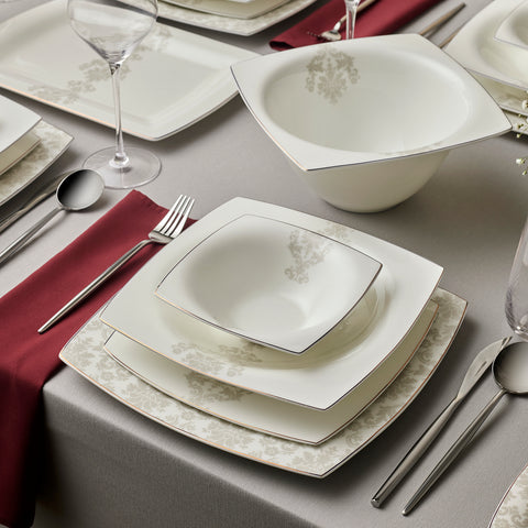 Karaca Fine Pearl Paris 58-Piece Dinner Set for 12 People