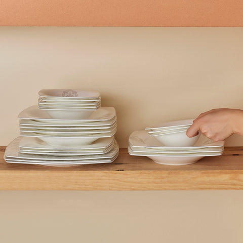 Karaca Fine Pearl Paris 58-Piece Dinner Set for 12 People