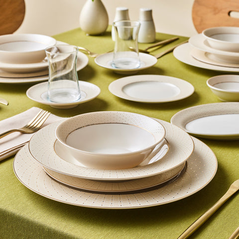 Karaca Elegance Bone Alessa 60-Piece Dinnerware and Breakfast Set for 8 People