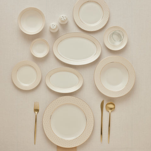 Karaca Elegance Bone Alessa 60-Piece Dinnerware and Breakfast Set for 8 People
