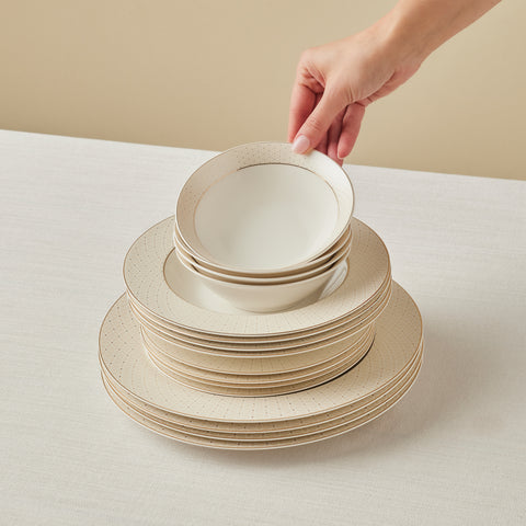 Karaca Elegance Bone Alessa 60-Piece Dinnerware and Breakfast Set for 8 People