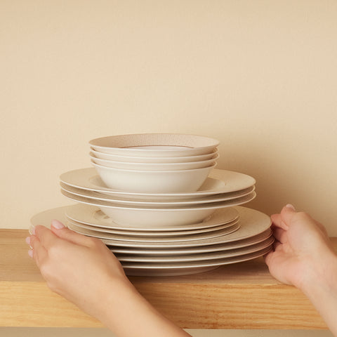 Karaca Elegance Bone Alessa 60-Piece Dinnerware and Breakfast Set for 8 People