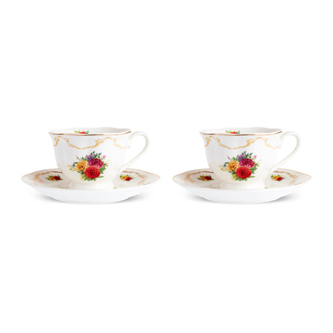 Karaca Antique 4-Piece Bone China Tea Cup Set for 2 People, 200ML