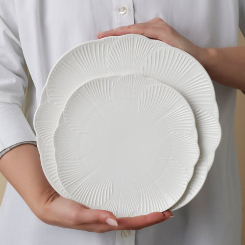 Karaca Bloom 24-Piece Bone China Dinner Set for 6 People, White