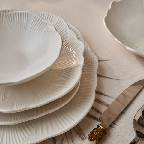 Karaca Bloom 24-Piece Bone China Dinner Set for 6 People, White